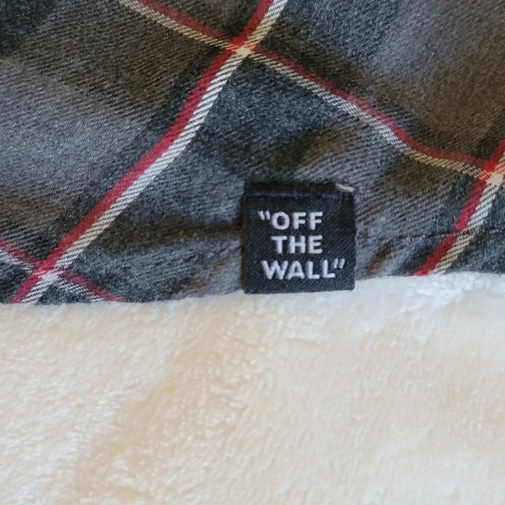 Vans Button Down Shirt Mens Large Grey Red Plaid Short Sleeve Skater Woven Top